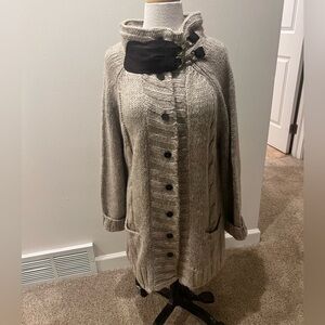 Soft Surroundings Beige Acrylic Cardigan Sweater w/ Buckle Details Women's XL